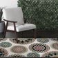 Central Oriental Terrace Tropic Burnette 7"10" x 9"10" Snow and Multicolor Area Rug, , large