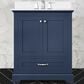 Lexora Home Dukes 30" Single Bathroom Vanity in Navy Blue with 2 cm White Cultured Marble Top and Rectangular Sink, , large