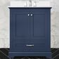 Lexora Home Dukes 30" Single Bathroom Vanity in Navy Blue with 2 cm White Cultured Marble Top and Rectangular Sink, , large