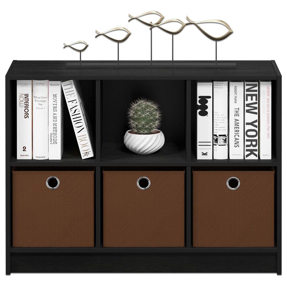 HOMLUX 6-Cube Bookshelf Bookcase with Storage Bins in Americano, , large