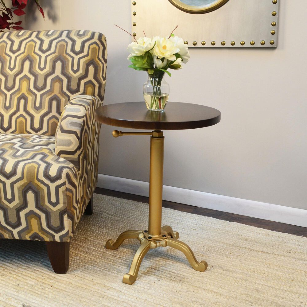 Carolina Chair and Table Elettra Adjustable Table in Elm and Gold, , large