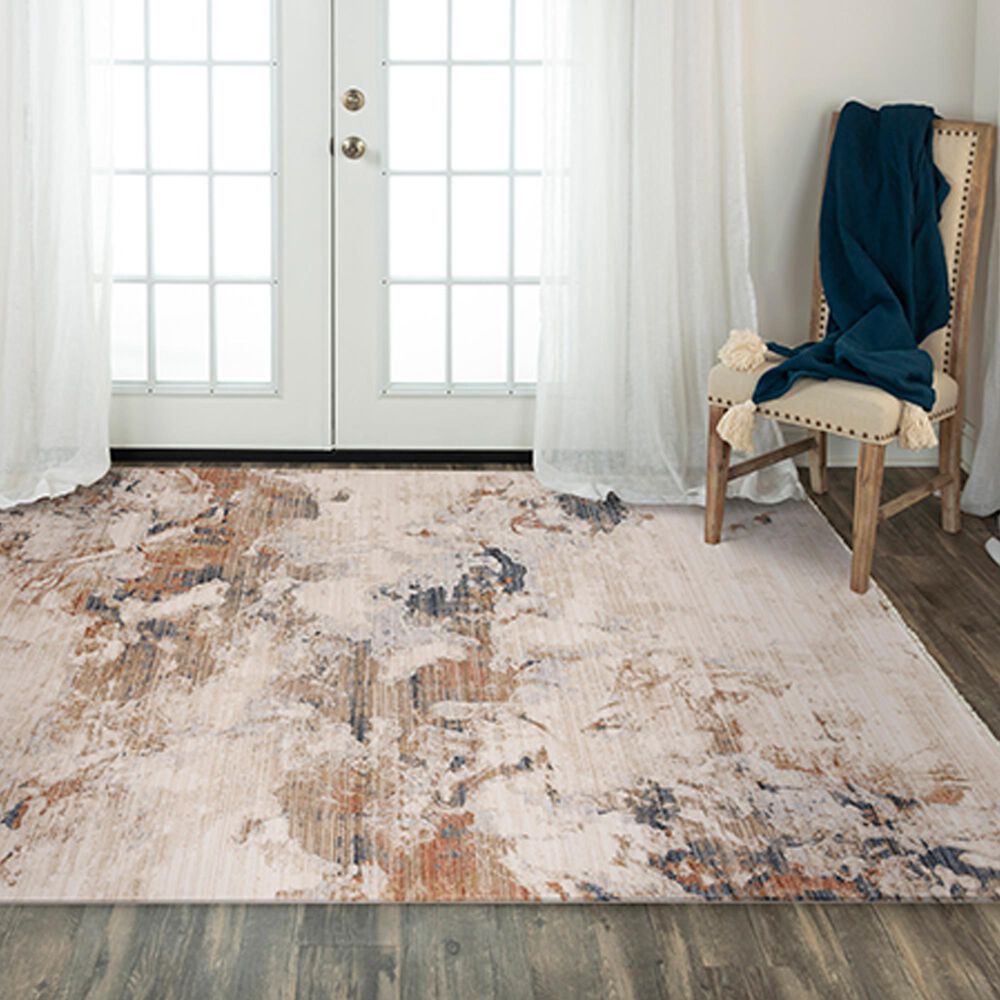 RIZZY Iconic ICO762 3&#39;11&quot; x 5&#39;6&quot; Neutral, Red and Blue Area Rug, , large