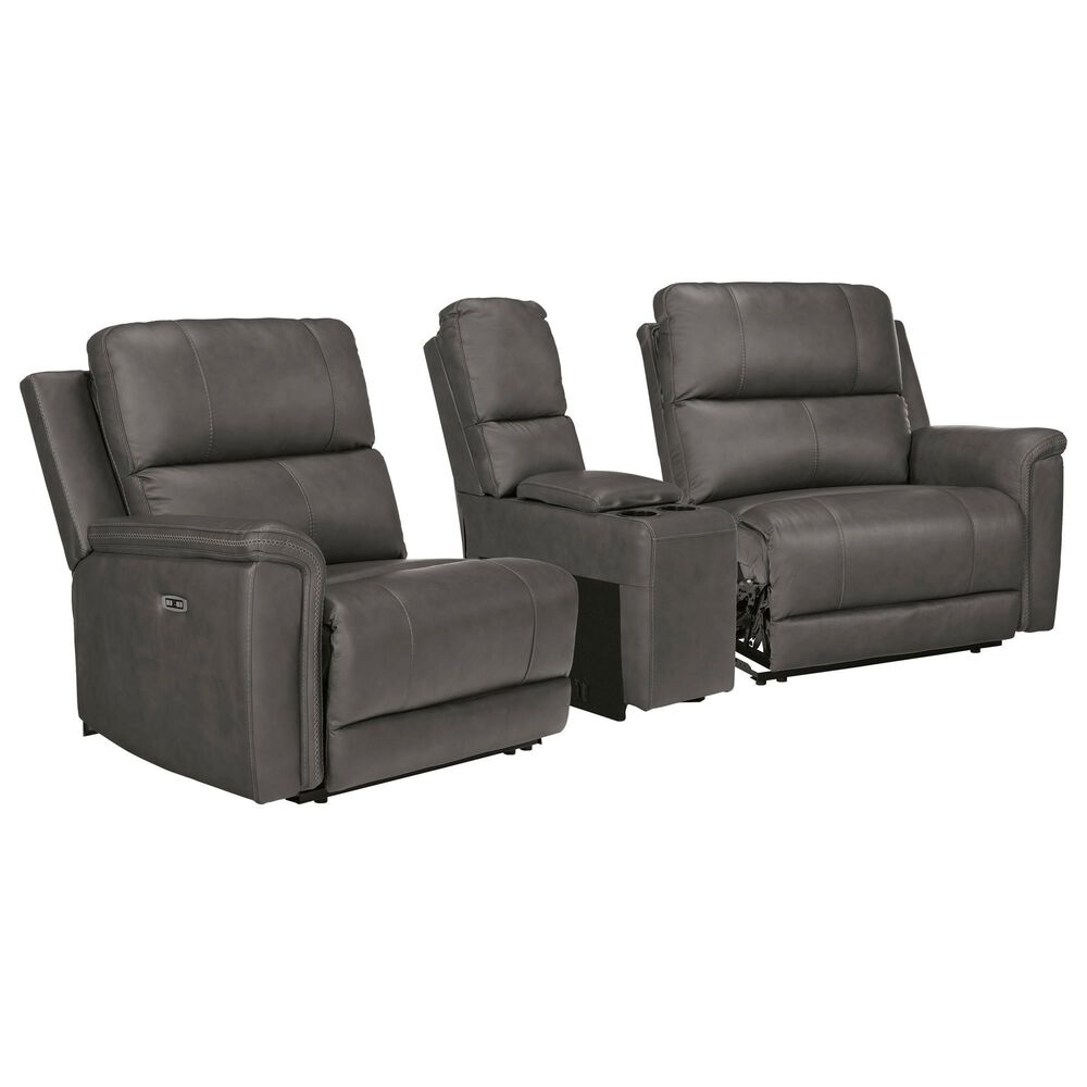 Ashley 3-Piece Power Symmetrical Reclining Sectional Loveseat with Console in Anchor, , large