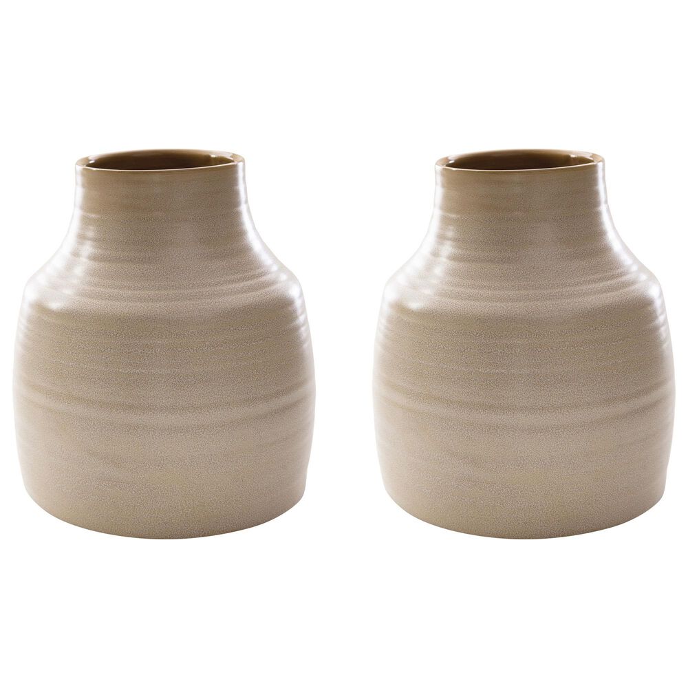 Ashley Millcott 12&quot; Vase in Tan &#40;Set of 2&#41;, , large
