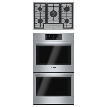 Bosch 800 Series 2-Piece Kitchen Package with 30" Double Wall Oven 30" Gas Cooktop and in Stainless Steel, , large