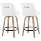 LumiSource Hannah Swivel Counter Stool with White Faux Leather Upholstery in Whitewashed and Black (Set of 2), , large