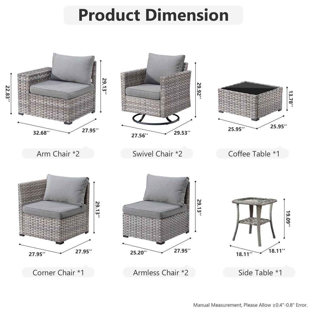 HOMLUX 9-Piece Wicker Sectional Patio Furniture Set in Dark Gray, , large