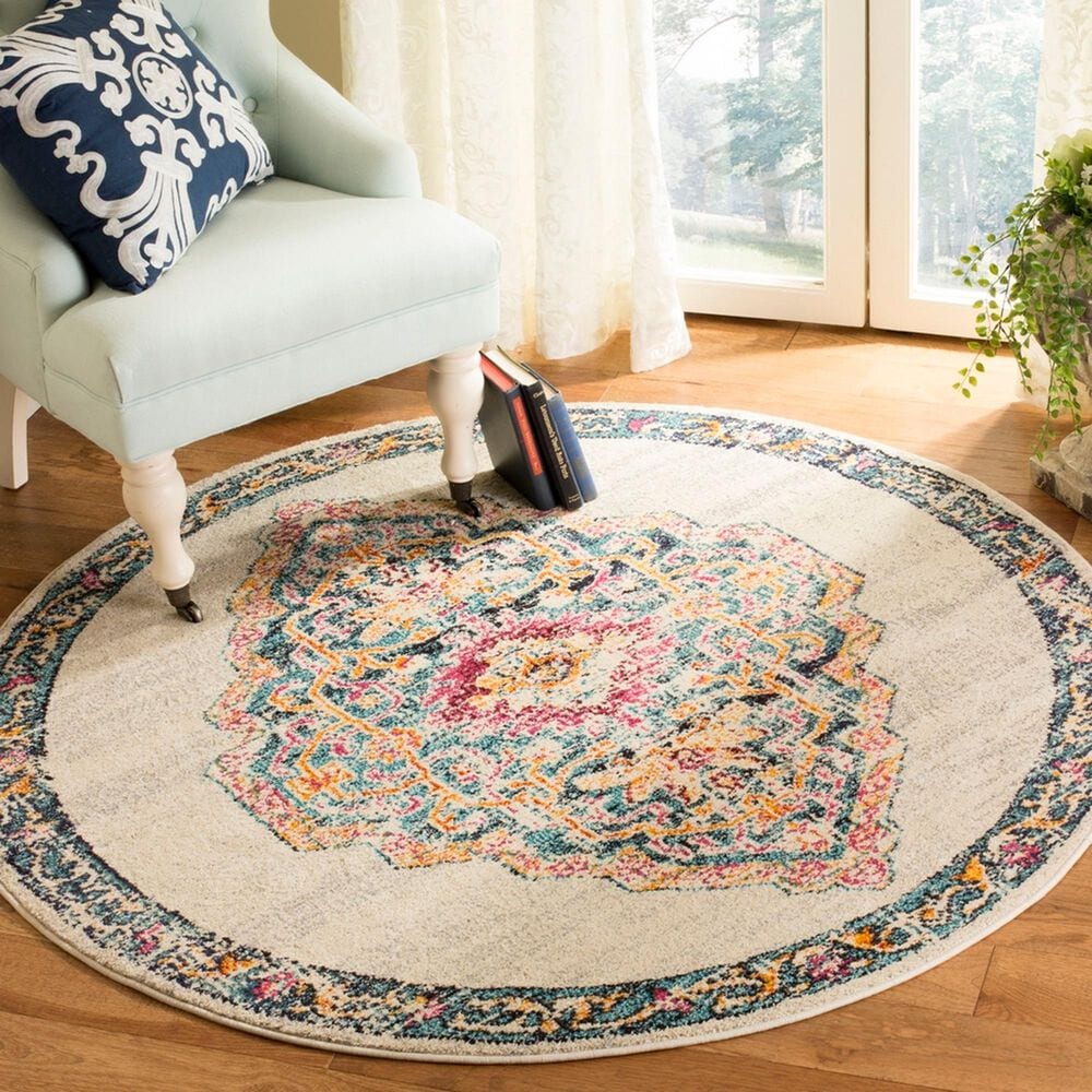 Safavieh Monaco MNC254F 5&#39; Round Multicolor Area Rug, , large