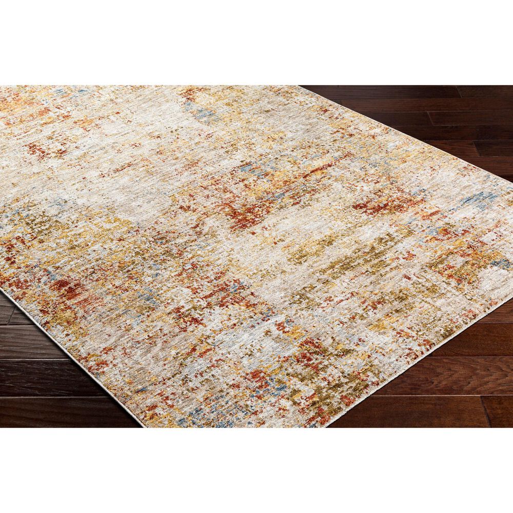 Surya Mona Lisa Abstract 5&#39; x 7&#39;5&quot; Tan, Mustard, Olive, Sage, Brick Red, Dark Blue and Burgundy Area Rug, , large