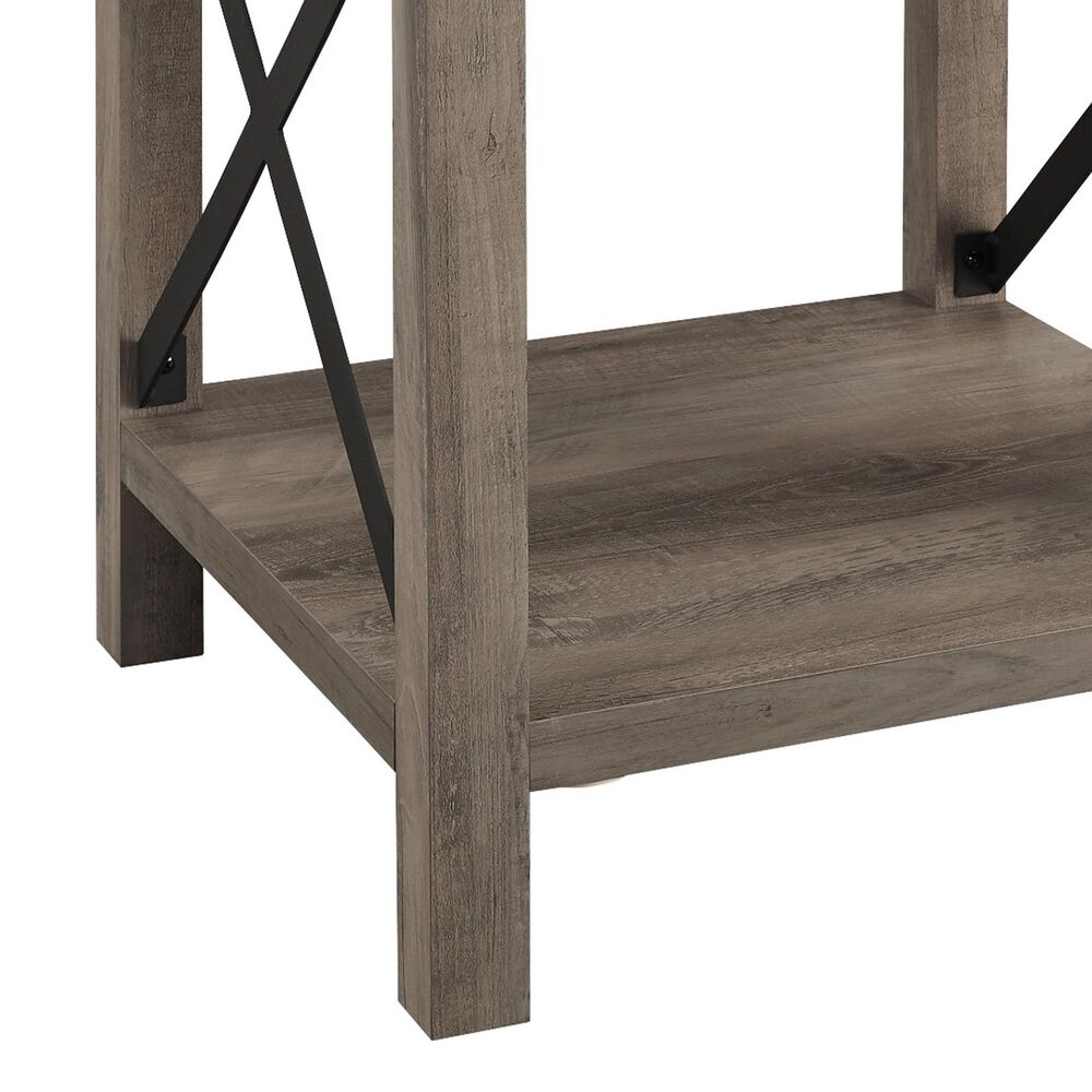 Walker Edison Barn Door Side Table in Grey Wash, , large