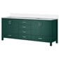 Lexora Home Jacques 80" Double Bathroom Vanity in Green with 2 cm White Cultured Marble Top and Rectangular Sinks, , large