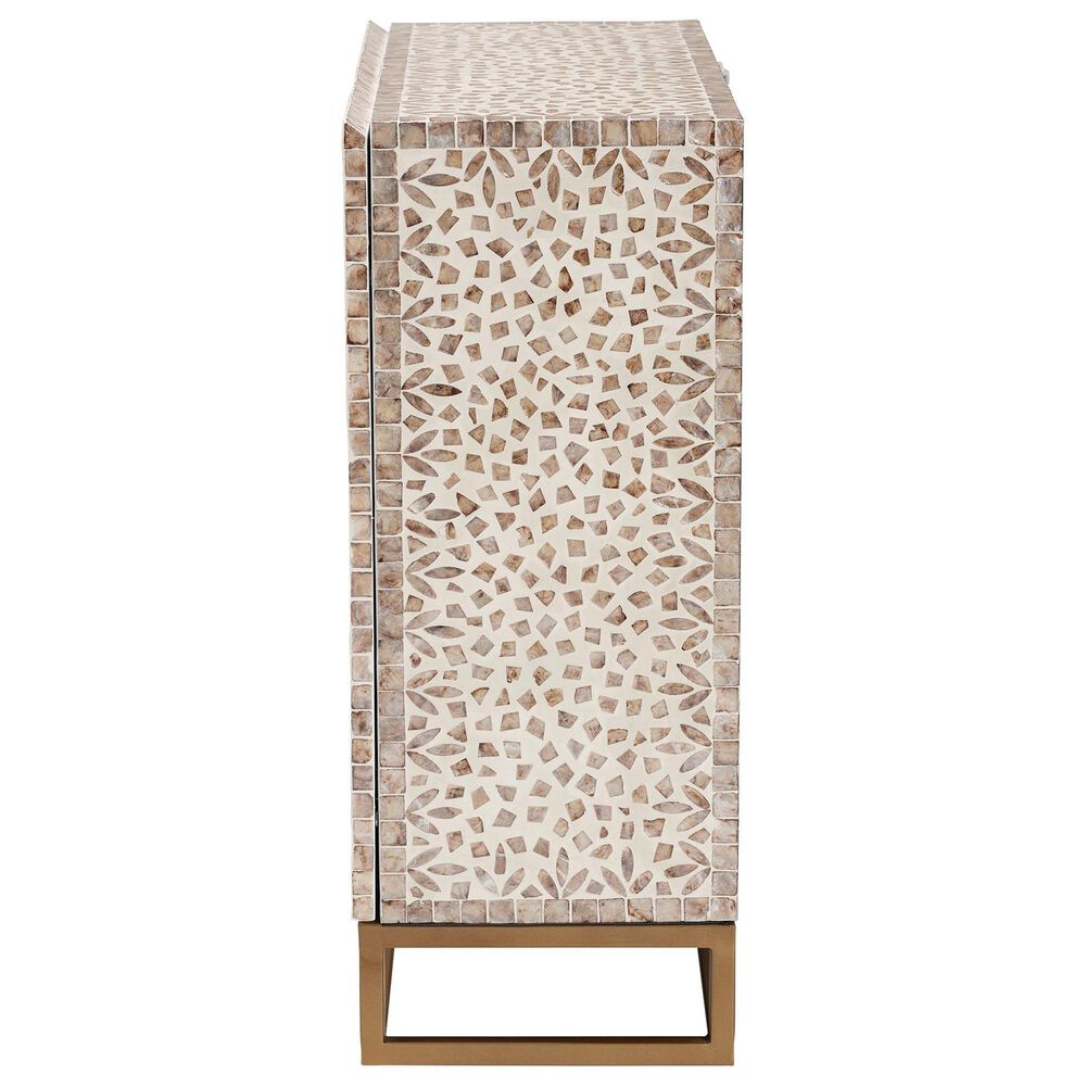 Baxton Studio Ercilia Storage Cabinet in White, Rustic Brown and Gold, , large
