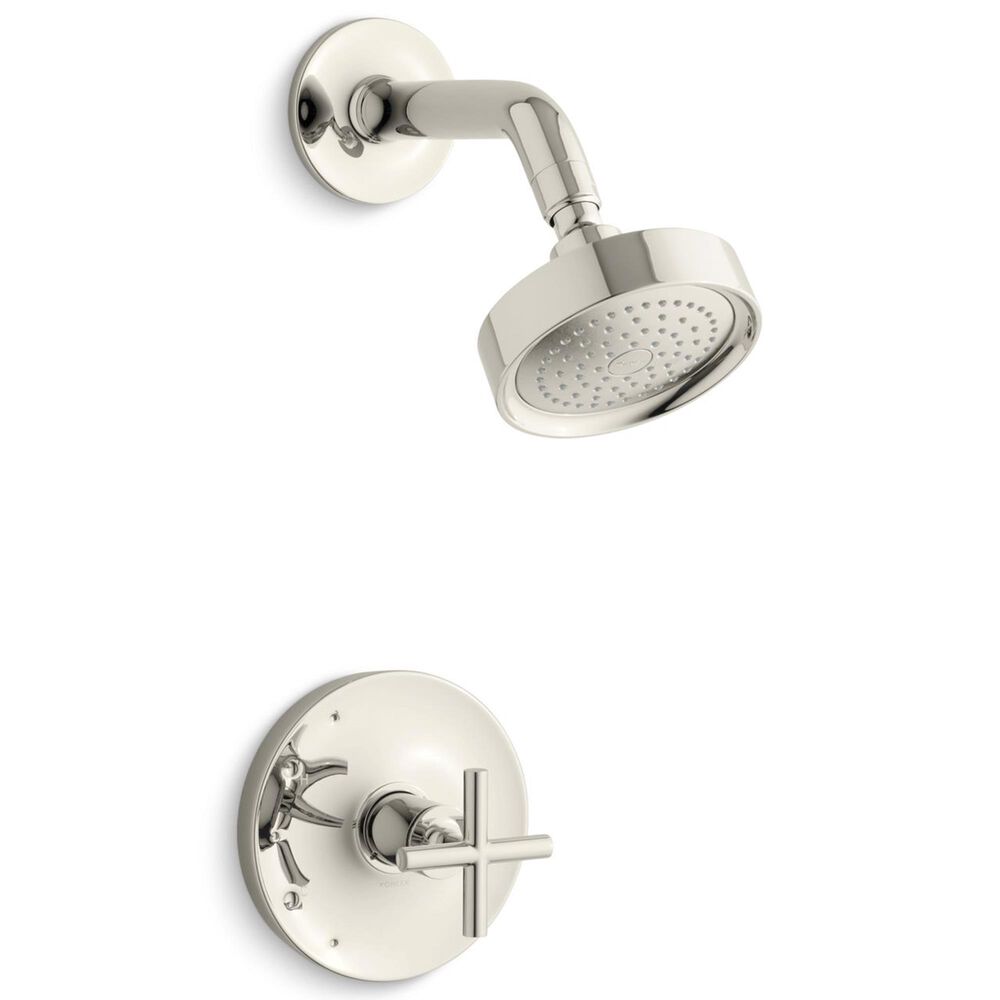 Kohler Purist Rite-Temp Shower Trim Kit with Cross Handle in Vibrant Polished Nickel, , large