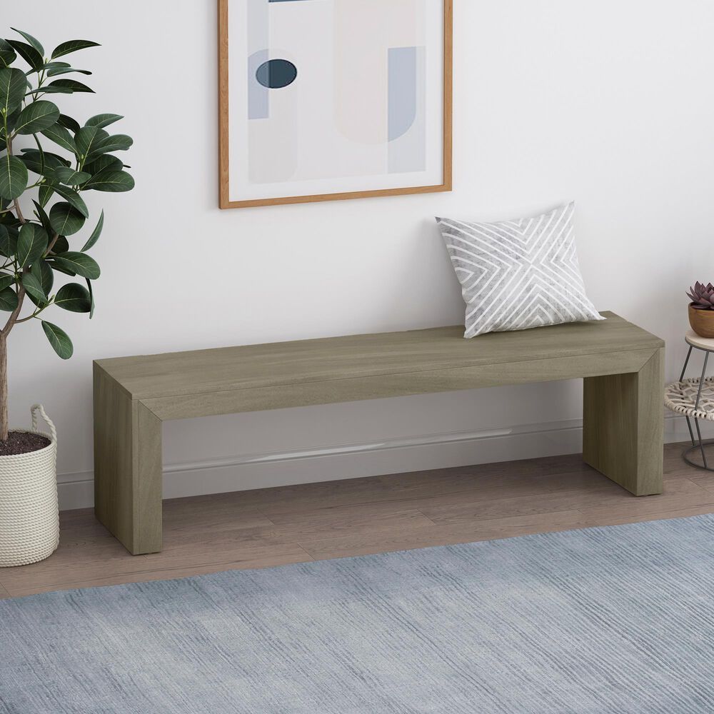 Hearth and Haven 63" Dining Bench in Grey and Taupe, , large