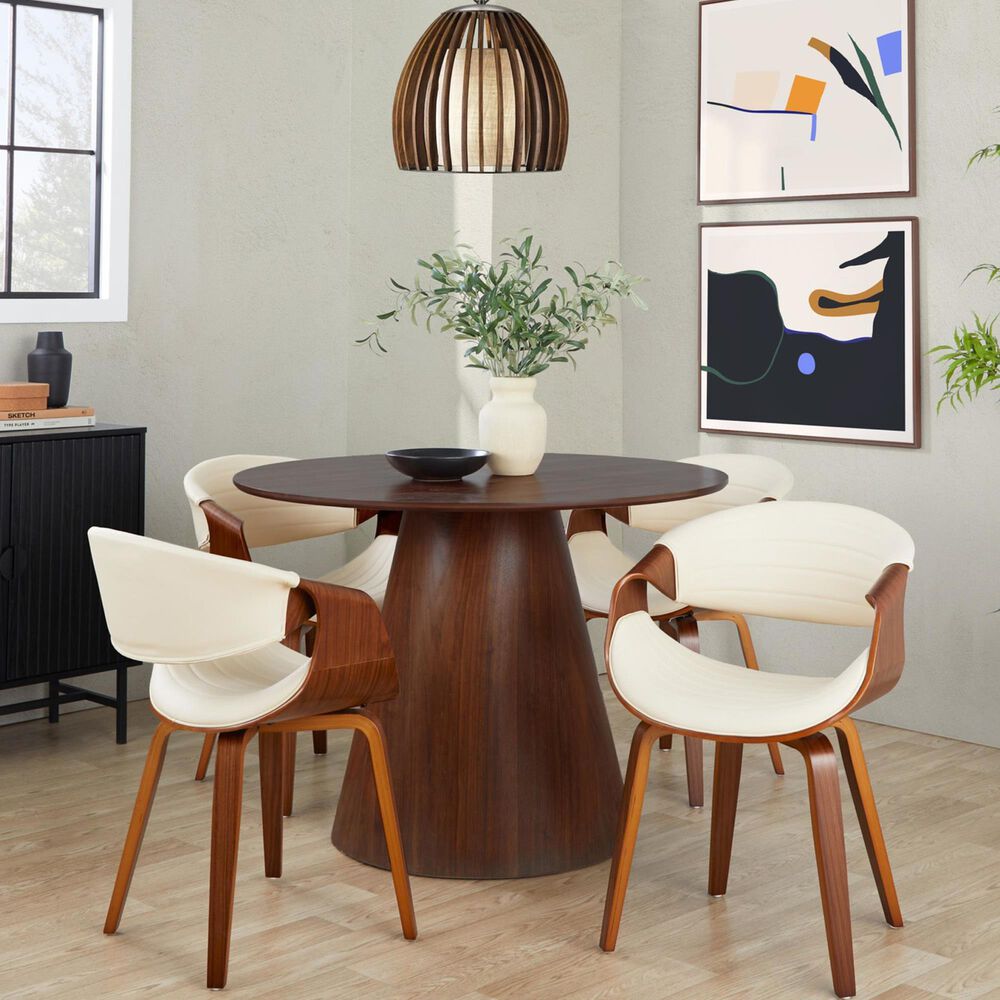 Lumisource Symphony Arm Chair with Cream Cushion in Walnut, , large