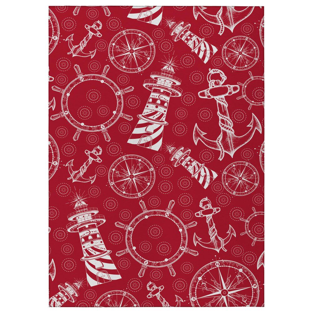 Dalyn Rug Company Harbor Nautical 5" x 7"6" Red Indoor/Outdoor Area Rug, , large