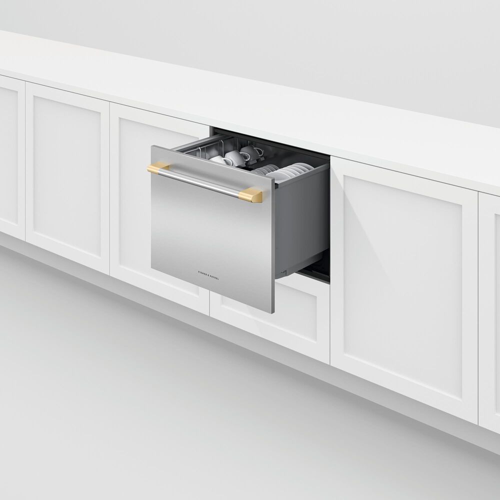 Fisher &amp; Paykel 24&quot; Professional Round Flush Dishwasher Handle Kit in Stainless Steel and Brass, , large