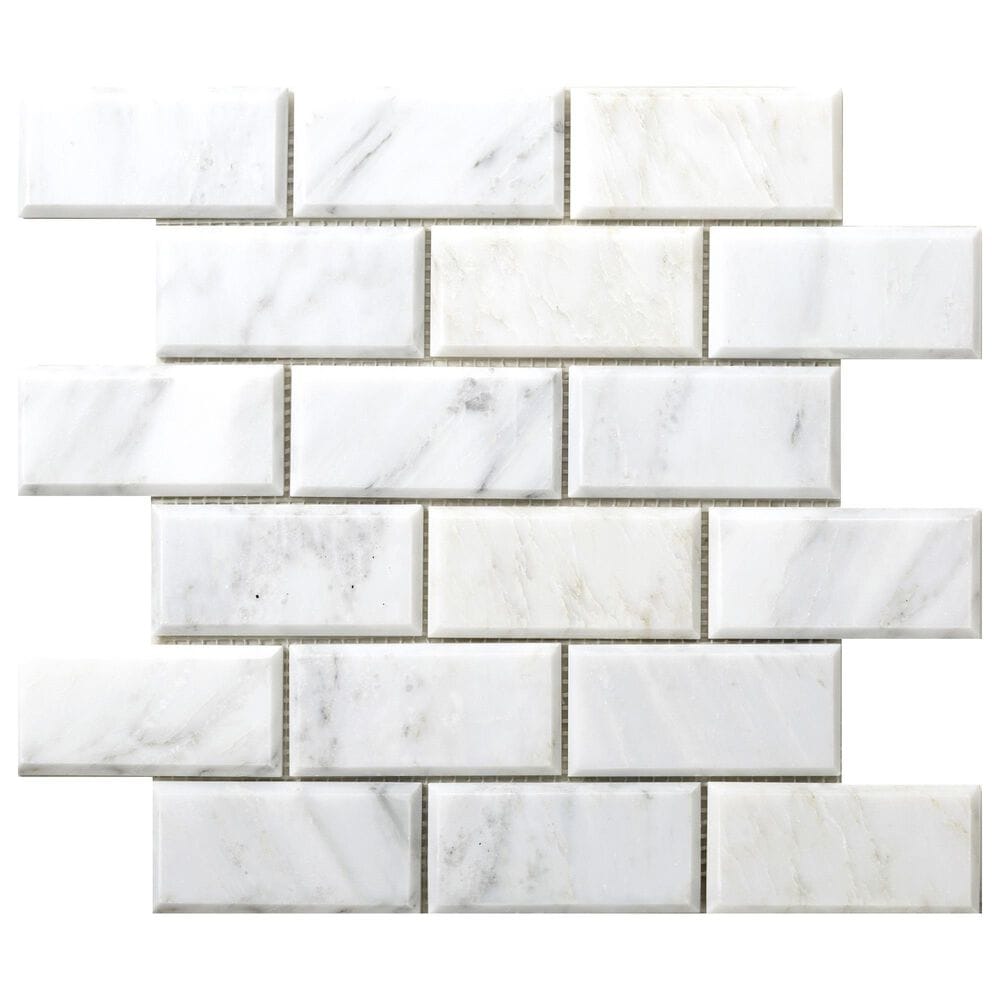 Emser Winter Frost 2" x 4" Bevel on 12" x 12" Marble Mosaic Sheet, , large