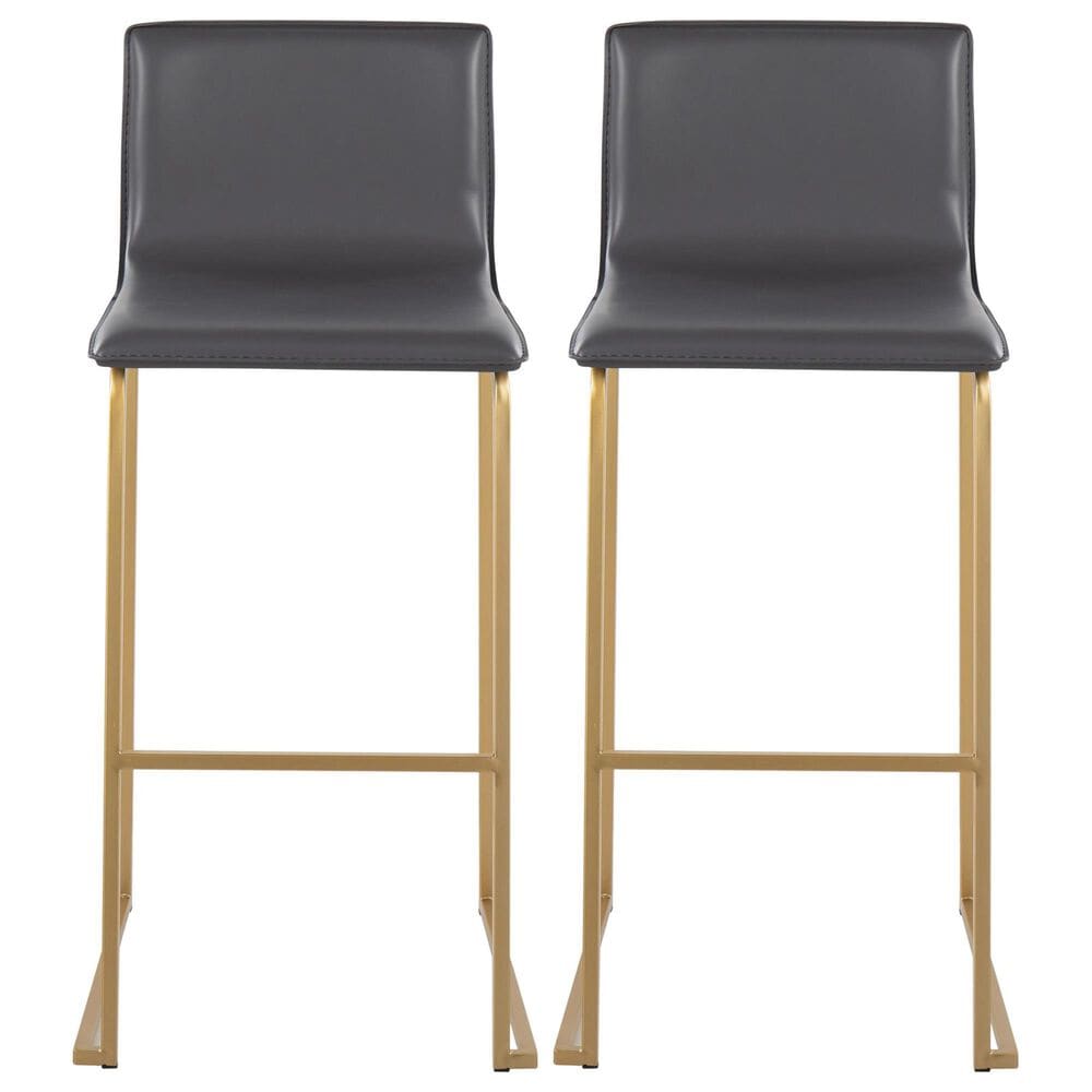 Lumisource Mara Barstool with Grey Cushion in Gold &#40;Set of 2&#41;, , large