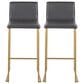 Lumisource Mara Barstool with Grey Cushion in Gold (Set of 2), , large