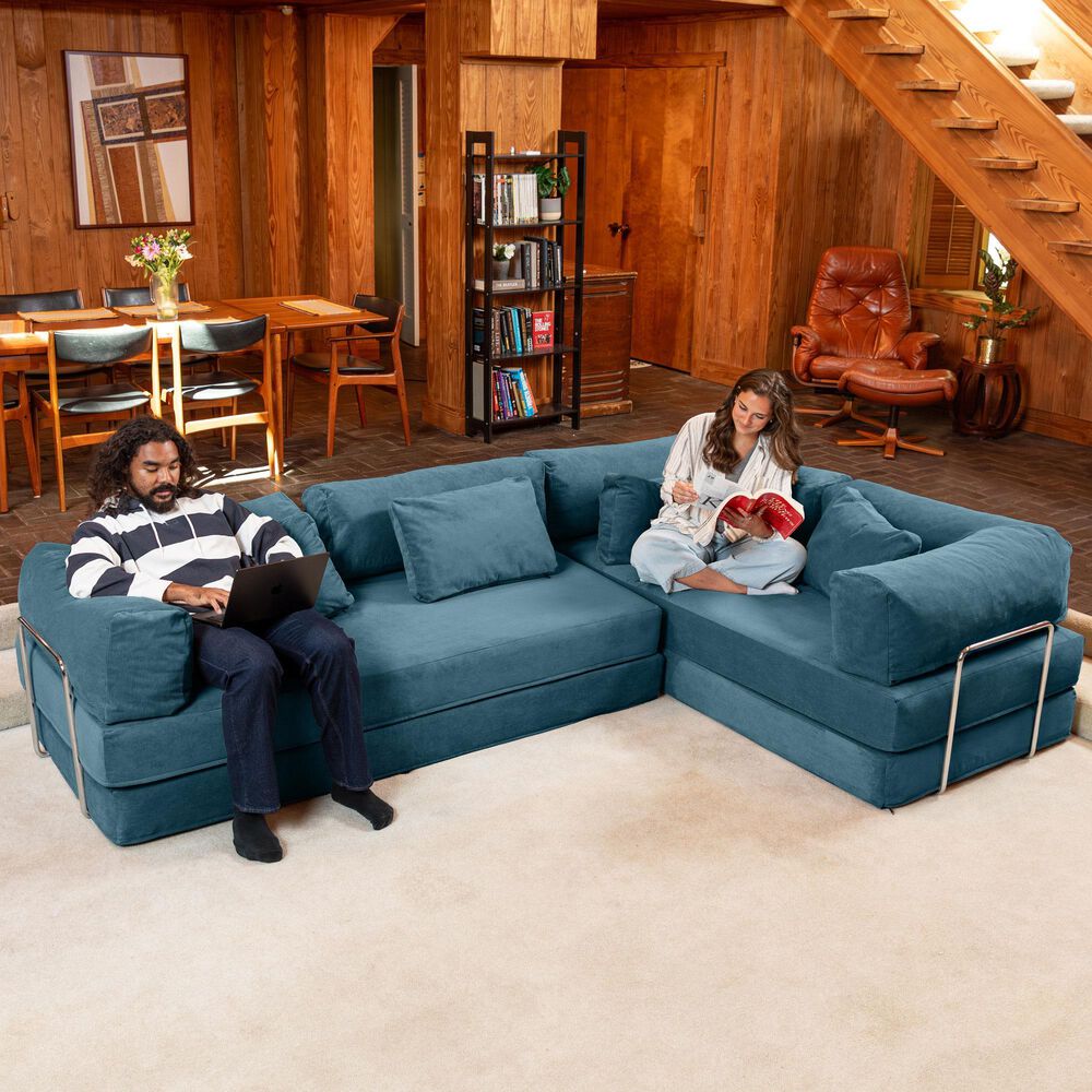 Jaxx Unsofa 2-Piece Modular Right Facing L-Shaped Sectional in Aqua Blue, , large