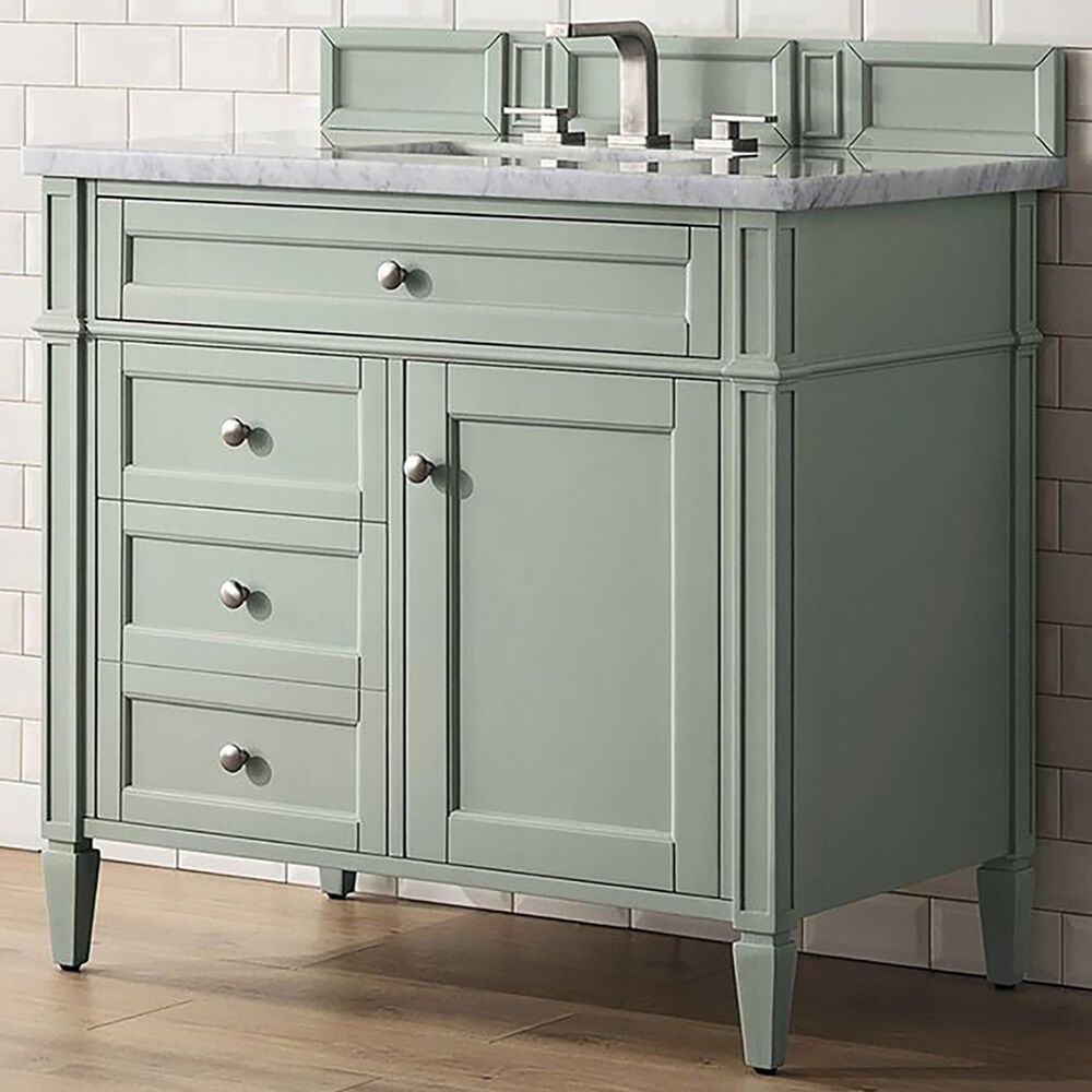 James Martin Brittany 36" Single Bathroom Vanity in Sage Green with 3 ...