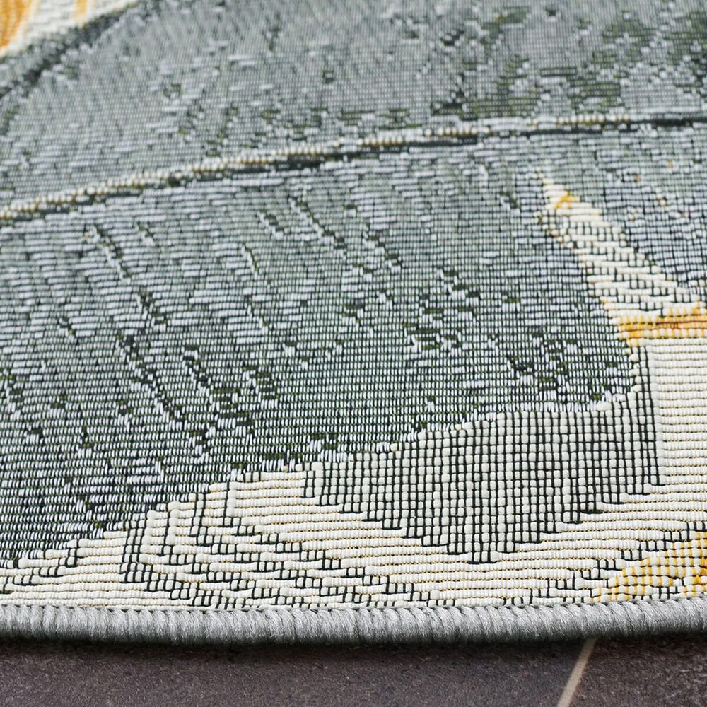Safavieh Barbados Tropical Botanical 6&#39;6&quot; Round Grey and Gold Indoor/Outdoor Area Rug, , large