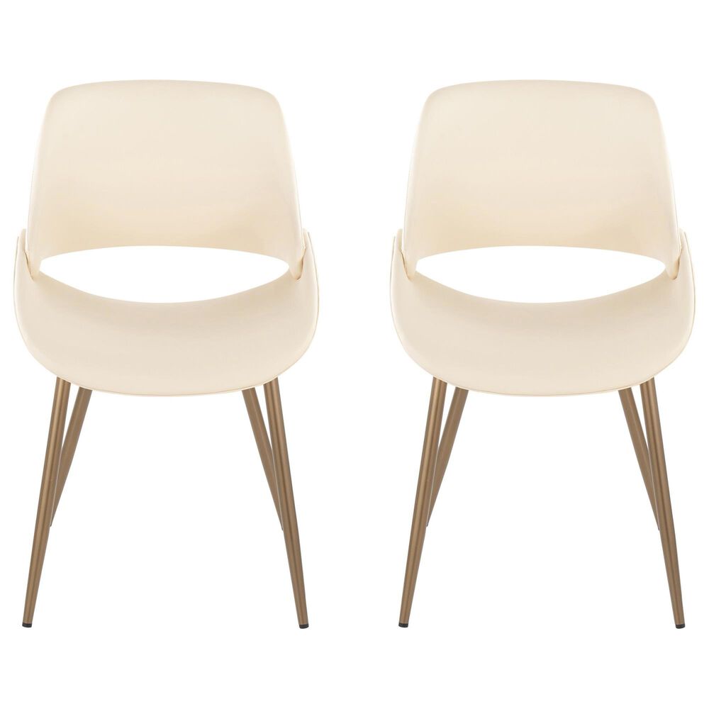 LumiSource Fabrico Side Chair with Cream Faux Leather Cushion in Antique Copper (Set of 2), , large