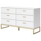 Ashley Socalle 6-Drawer Dresser in Matte White and Gold, , large