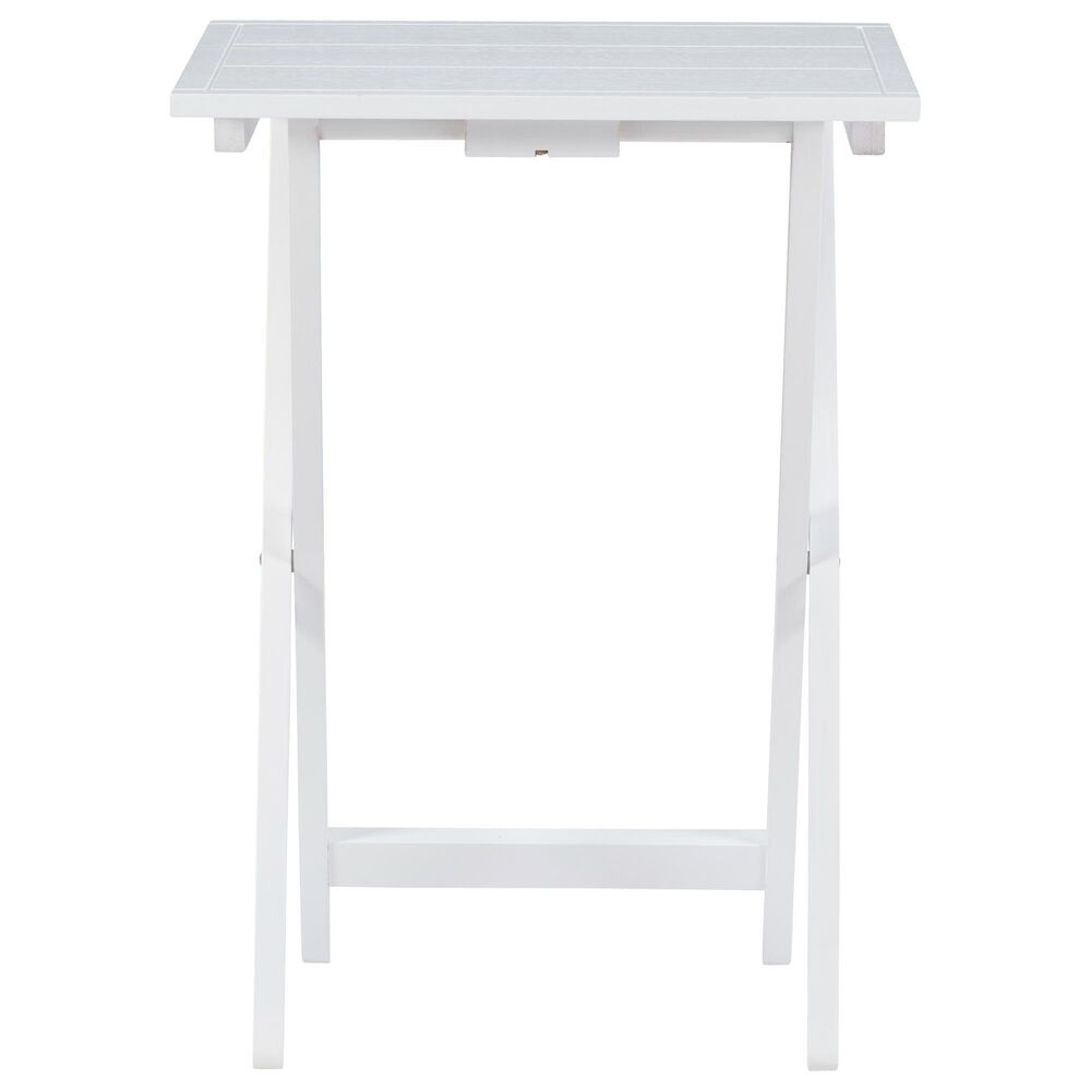 Linon Home Decor Lisbon Folding TV Tray Table Set with Stand in White (Set of 4), , large