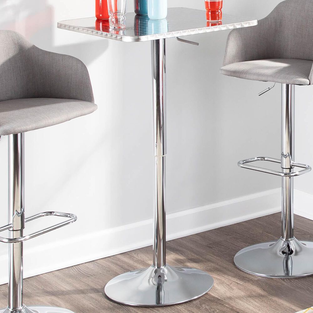 Lumisource 41&quot; Adjustable Bar Table in Silver and Chrome, , large