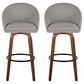 LumiSource Matisse 30" Swivel Barstool with Grey Fabric Upholstery in Walnut and Black (Set of 2), , large