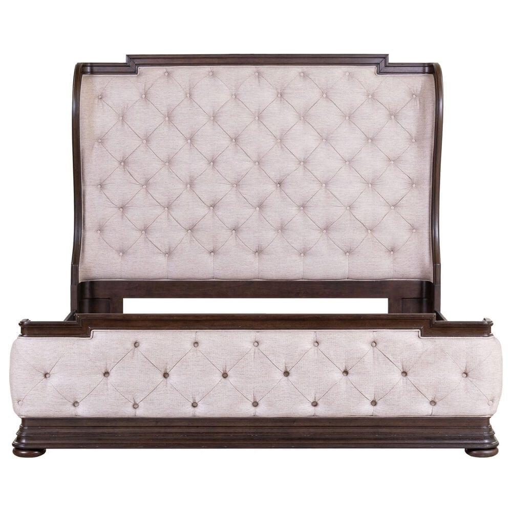 Belle Furnishings Provence Park King Upholstered Shelter Bed in Chateau Brown, , large