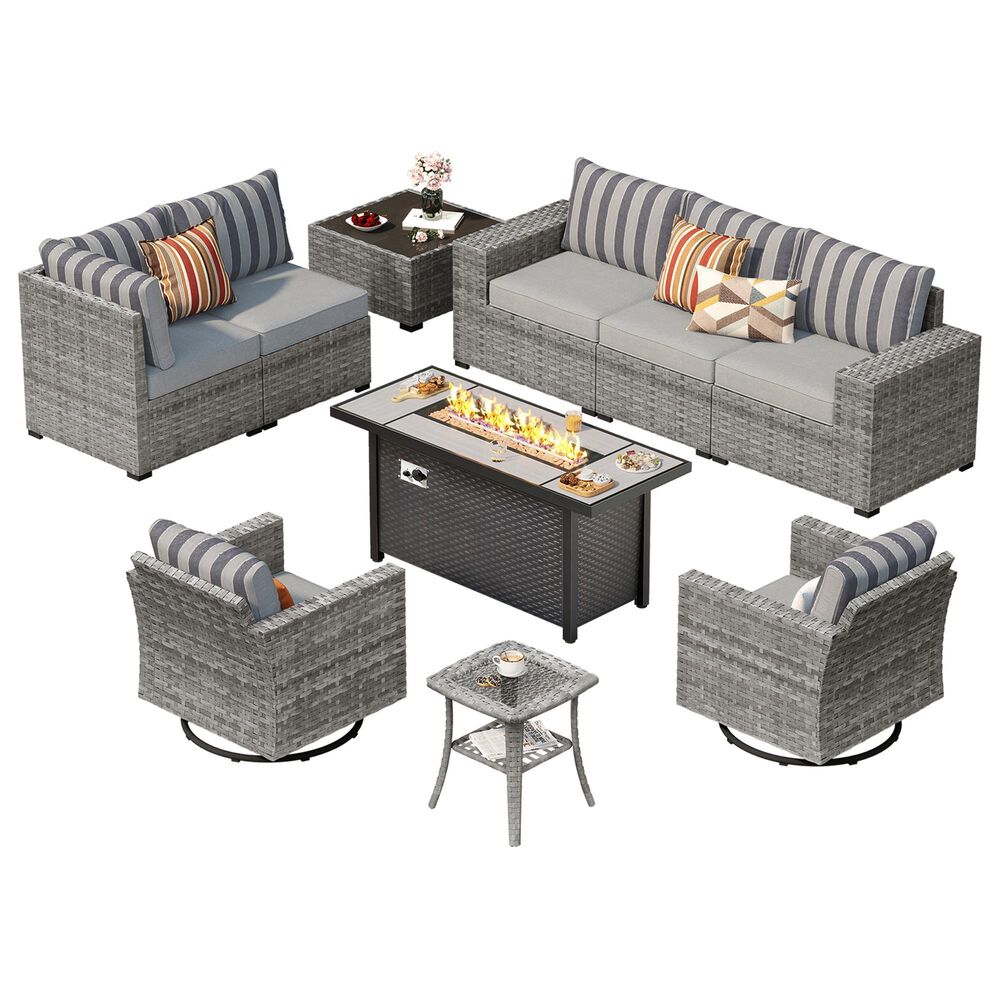 HOMLUX 10-Piece Outdoor Patio Wicker Sectional Furniture Set in Black, , large