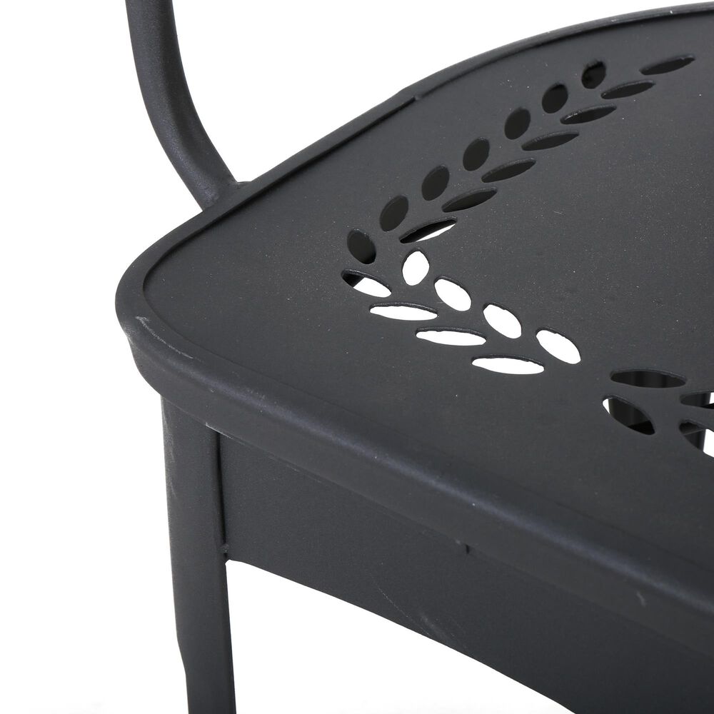 Hearth and Haven Lourdes 3-Piece Iron Bistro Set in Black, , large