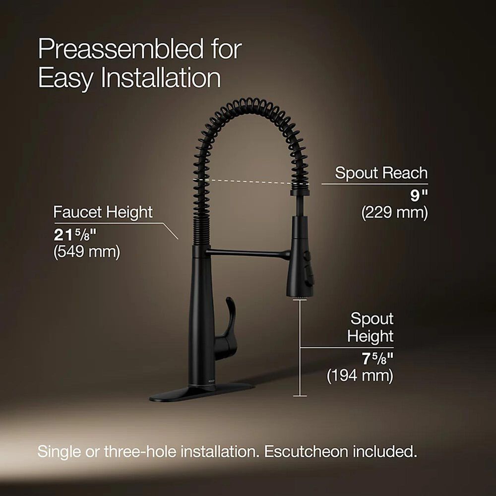 Kohler Simplice Semi-Professional Kitchen Sink Faucet in Matte Black, , large