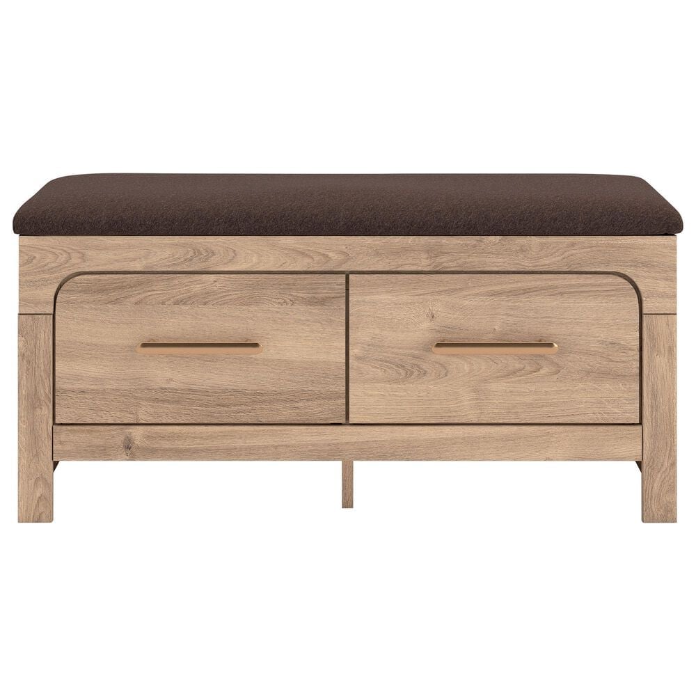Ashley Kinlanni Storage Bench with Brown Cushion in Tan, , large