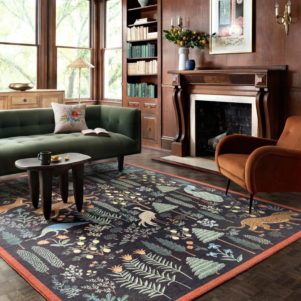 Rifle Paper Co. x Loloi Menagerie  7&#39;6&quot; x 9&#39;6&quot; Black Area Rug, , large