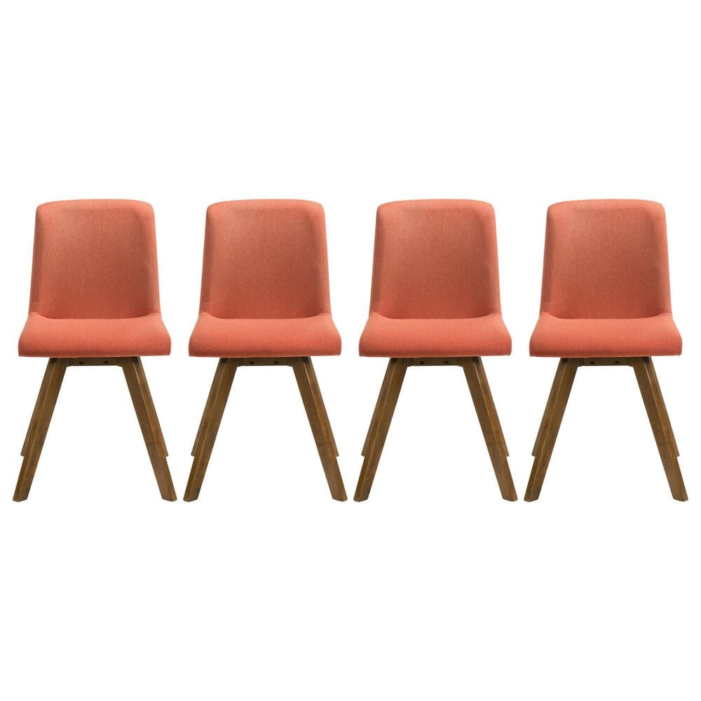 Armen Living Gina Side Chair with Poppy Upholstery in Warm Walnut (Set of 4), , large