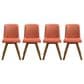 Armen Living Gina Side Chair with Poppy Upholstery in Warm Walnut (Set of 4), , large