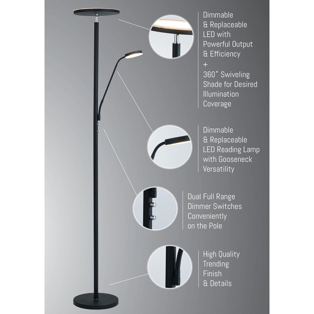 Lite Source Monet Floor Lamp in Black, , large