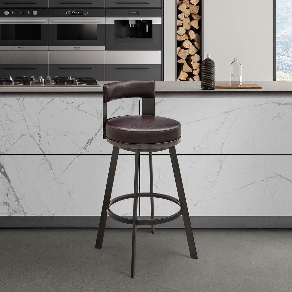 Blue River Flynn 26&quot; Swivel Counter Stool in Brown, , large