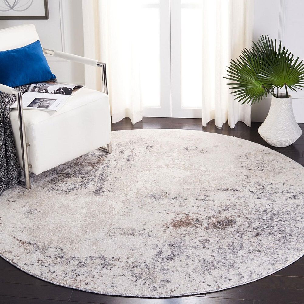 Safavieh Aston ASN708 3&#39; Round Ivory and Grey Area Rug, , large