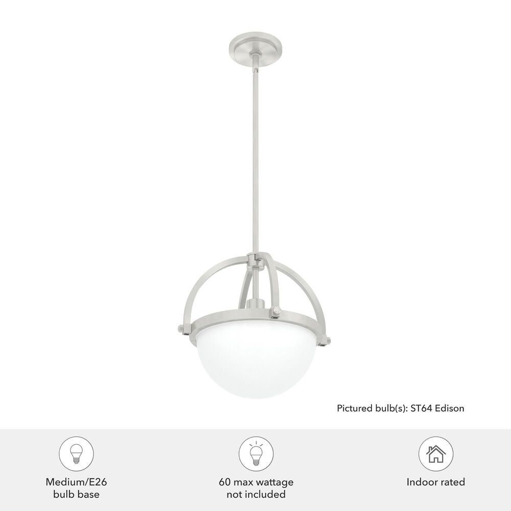 Hunter Wedgefield 1-Light Pendant in Brushed Nickel, , large