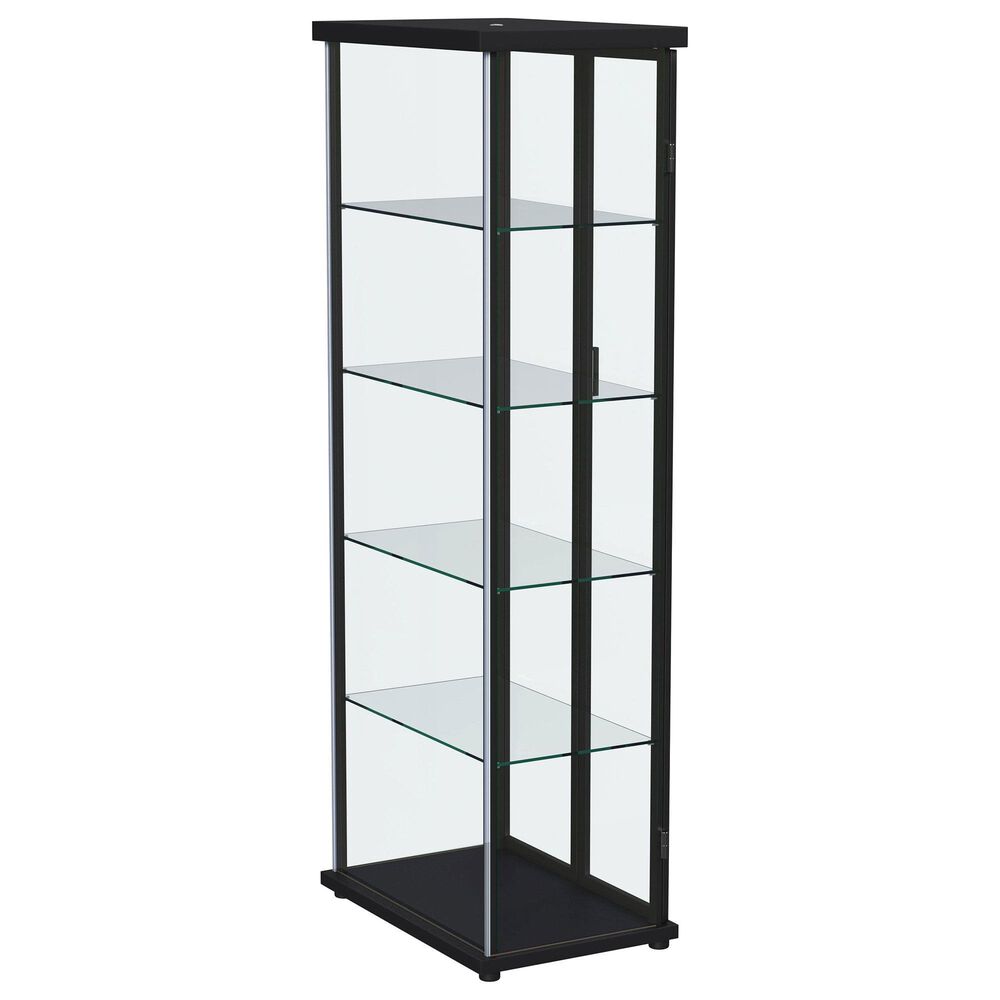 Coaster Aero 5-Shelf Display Curio Cabinet in Black and Clear, , large