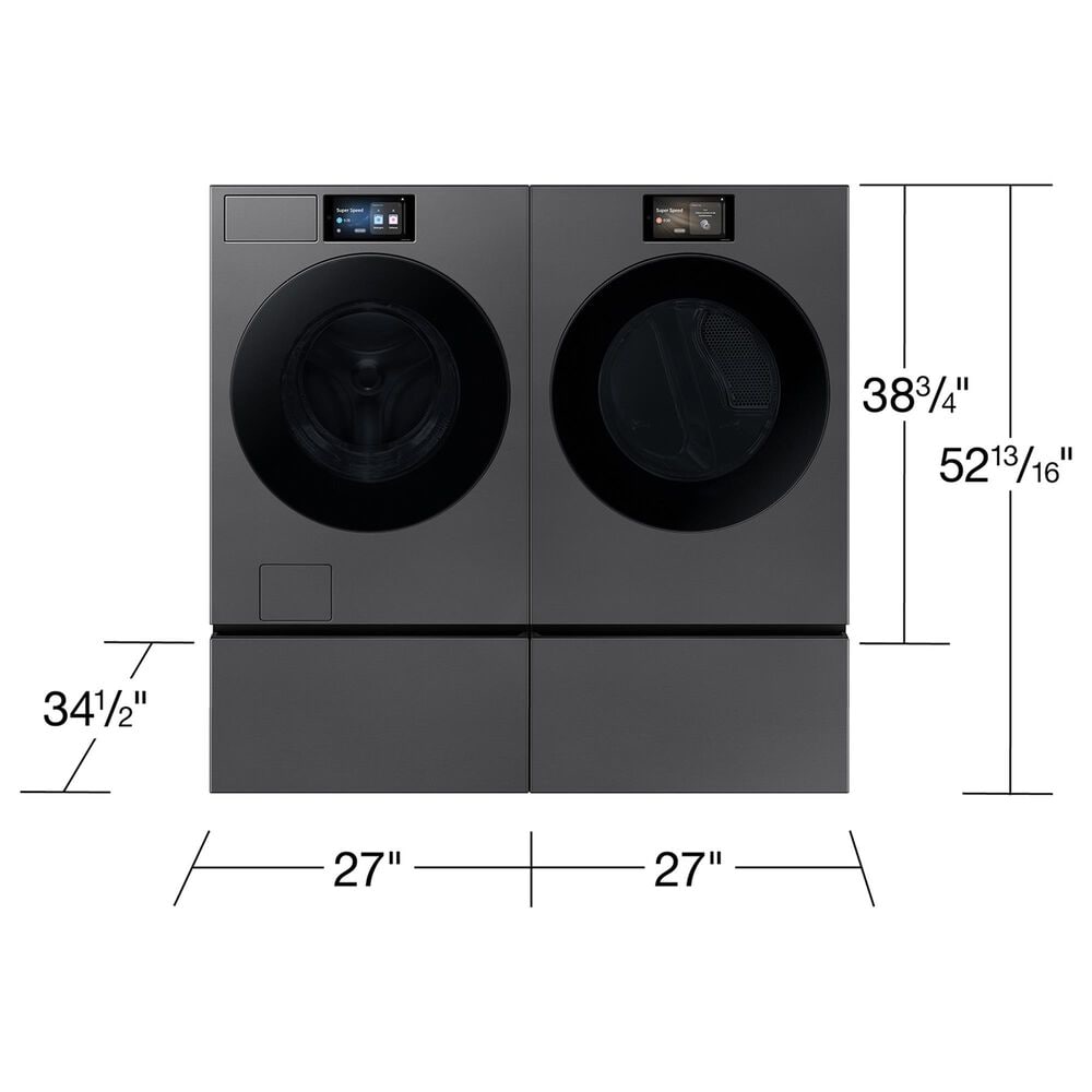 Samsung Bespoke 27&quot; Wide Laundry Pedestal with Storage Drawer in Dark Steel, , large