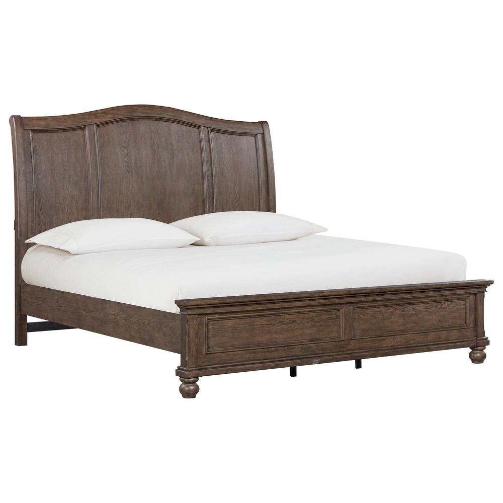 Riva Ridge Oxford 5 Piece King Sleigh Bedroom Set in Cocoa with AC Outlets and USB Ports, , large