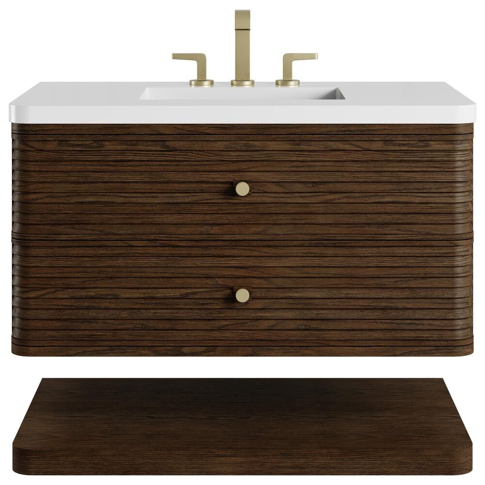 James Martin Allamari 36" Single Bathroom Vanity in Sable with 3 cm White Zeus Silestone Top and Rectangular Sink, , large
