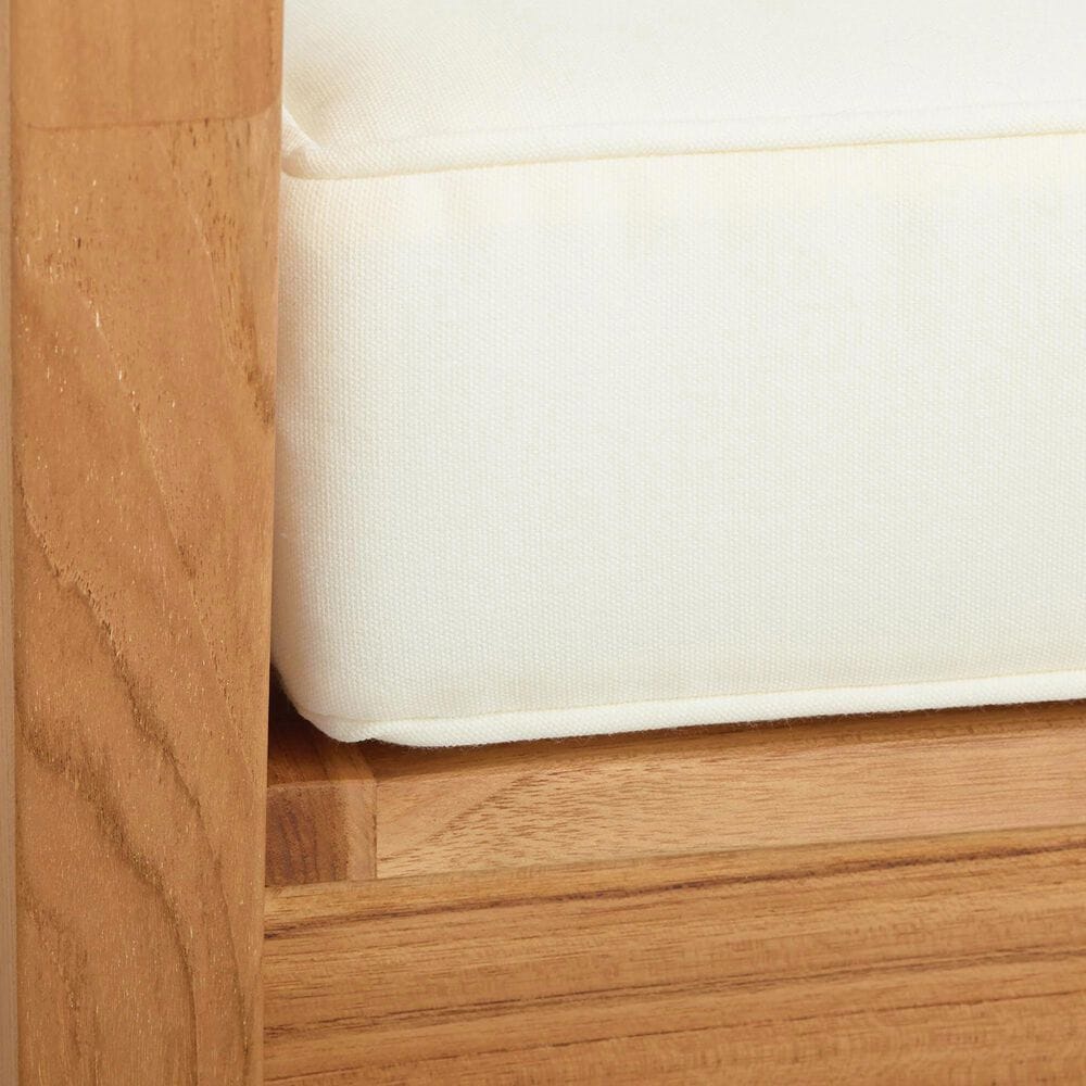 Linon Home Decor Carenen Outdoor 3-Seat Sofa with White Cushions in Natural, , large