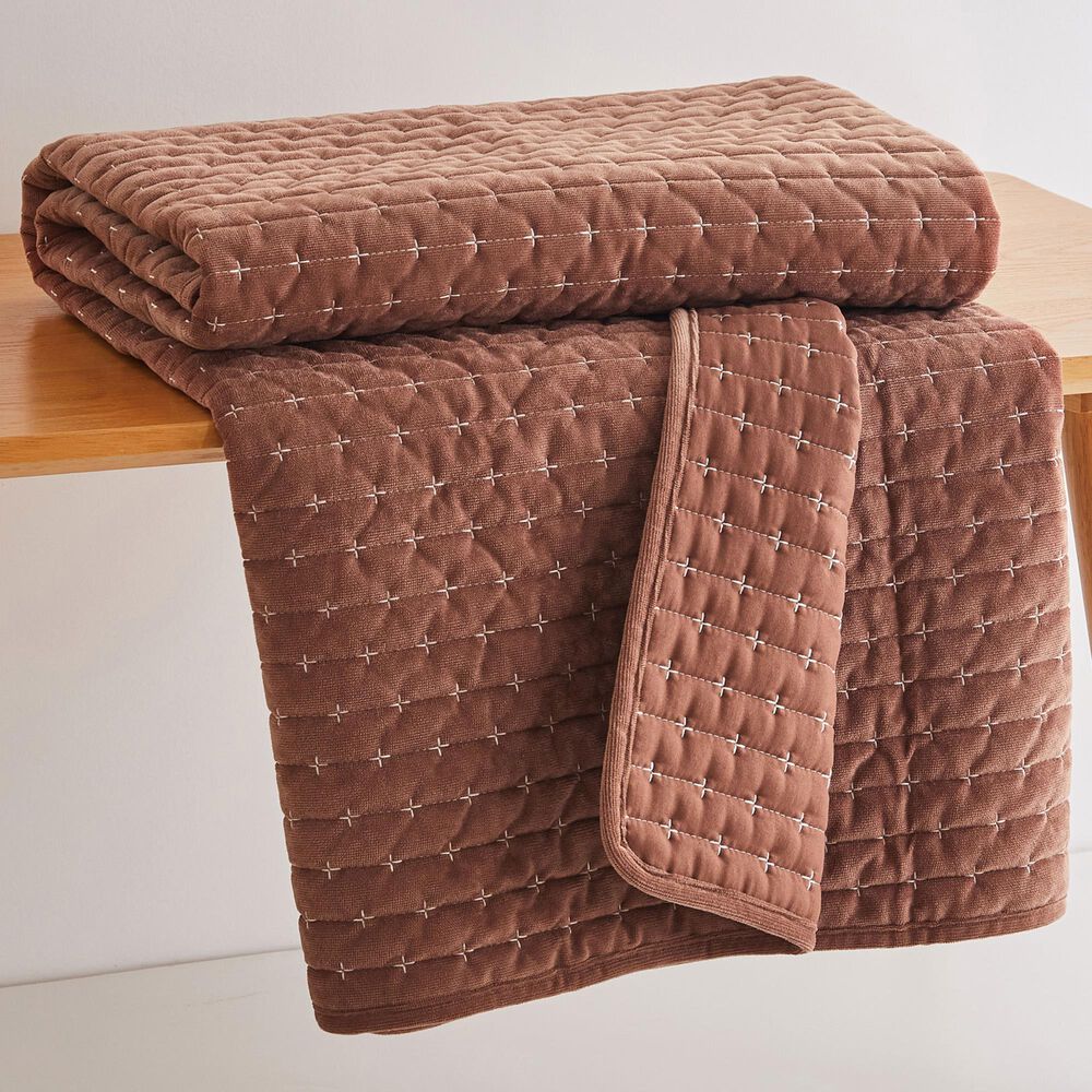 Levtex Velvet Stitch 50" x 60" Quilted Throw in Rust, , large